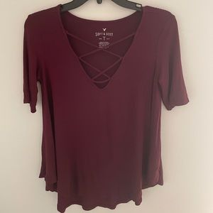 American Eagle Soft and Sexy Lace Up Tee